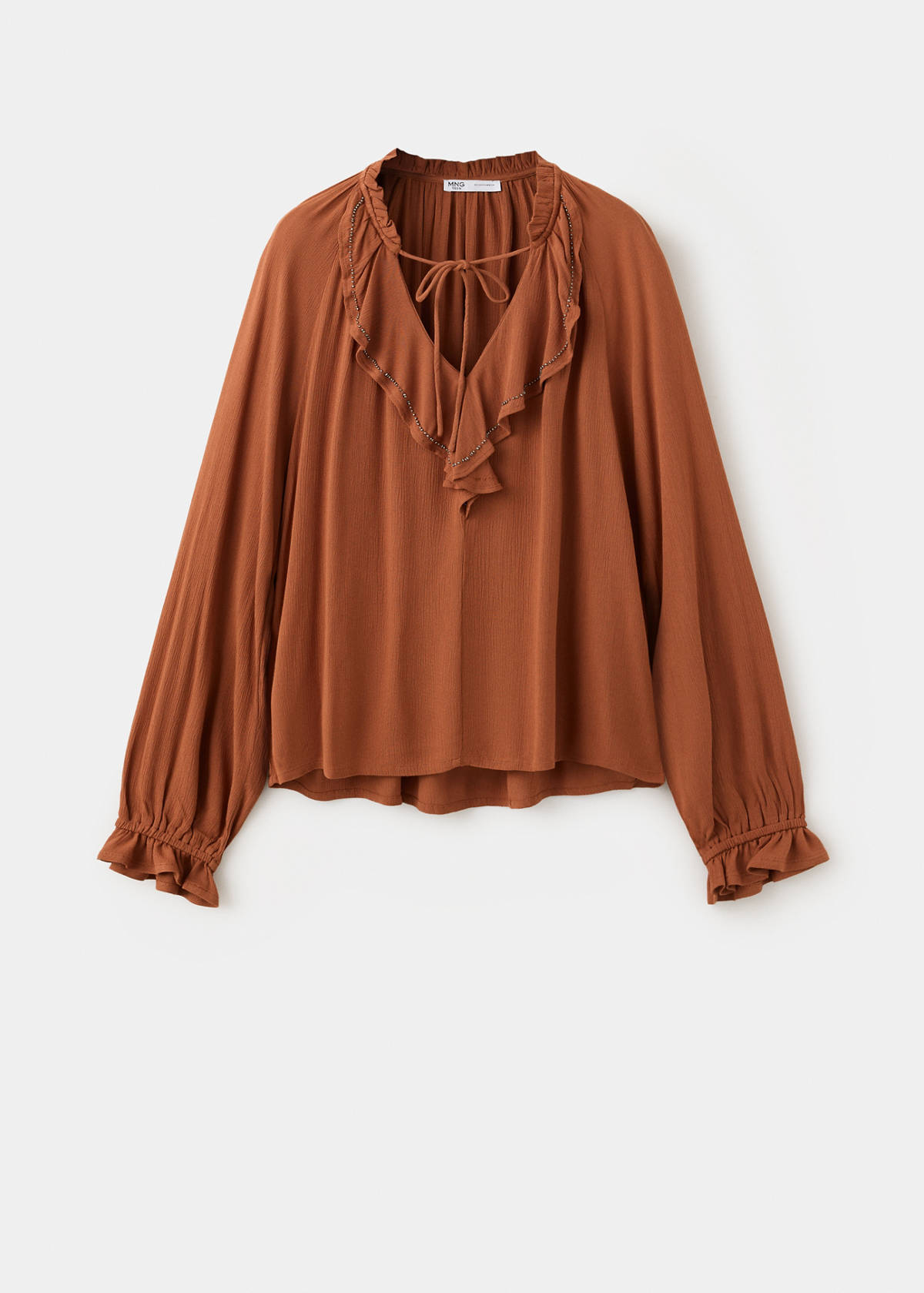 Textured ruffled blouse — Ochre