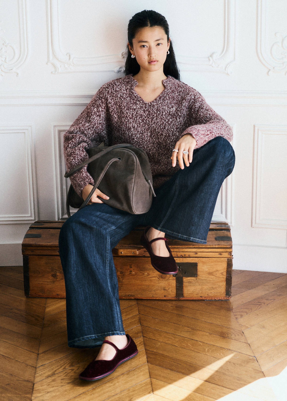 Marl wool blend jumper — Pink