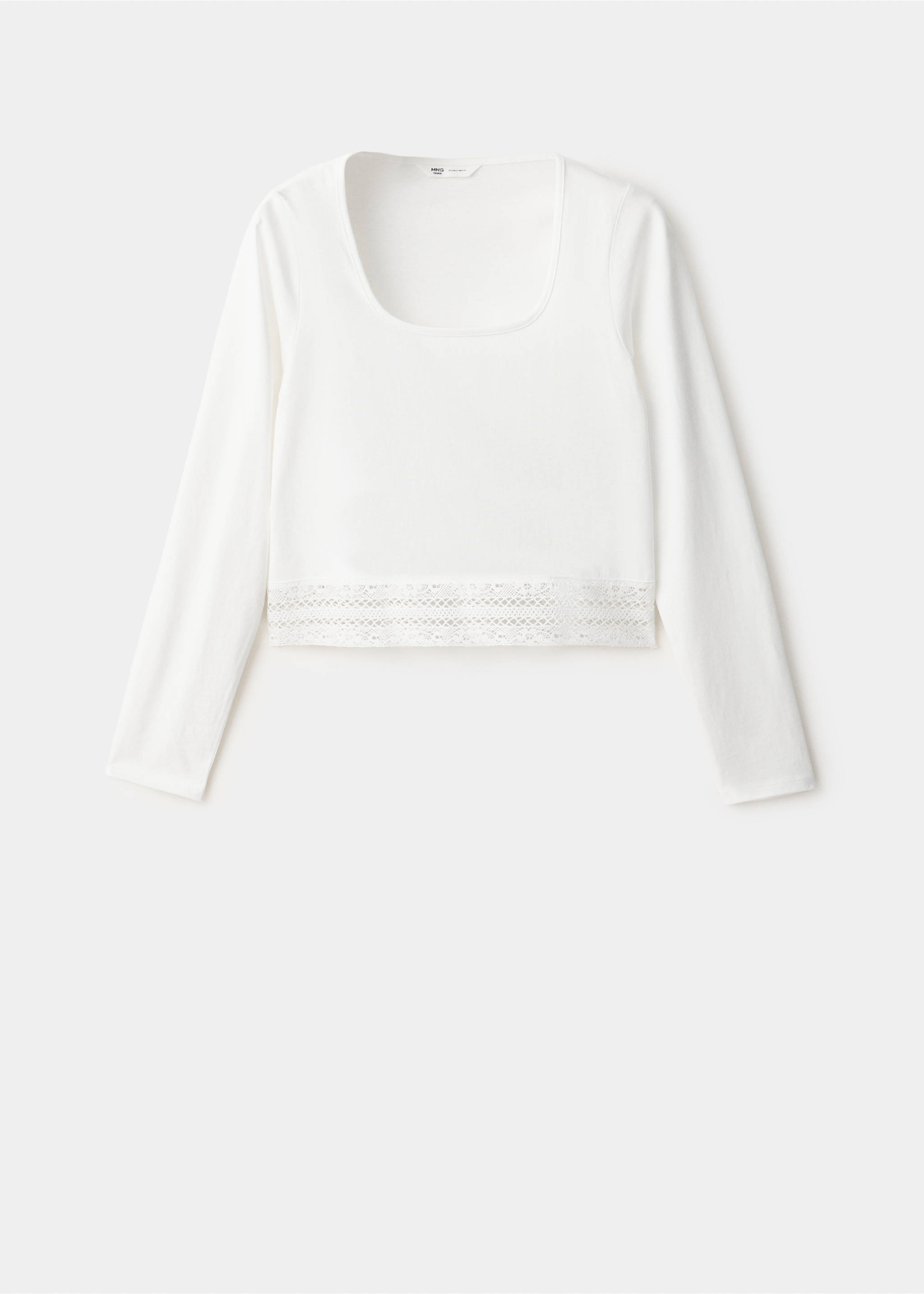 T-shirt with lace trim - Article without model, Off White. Ref: 37008285-00.