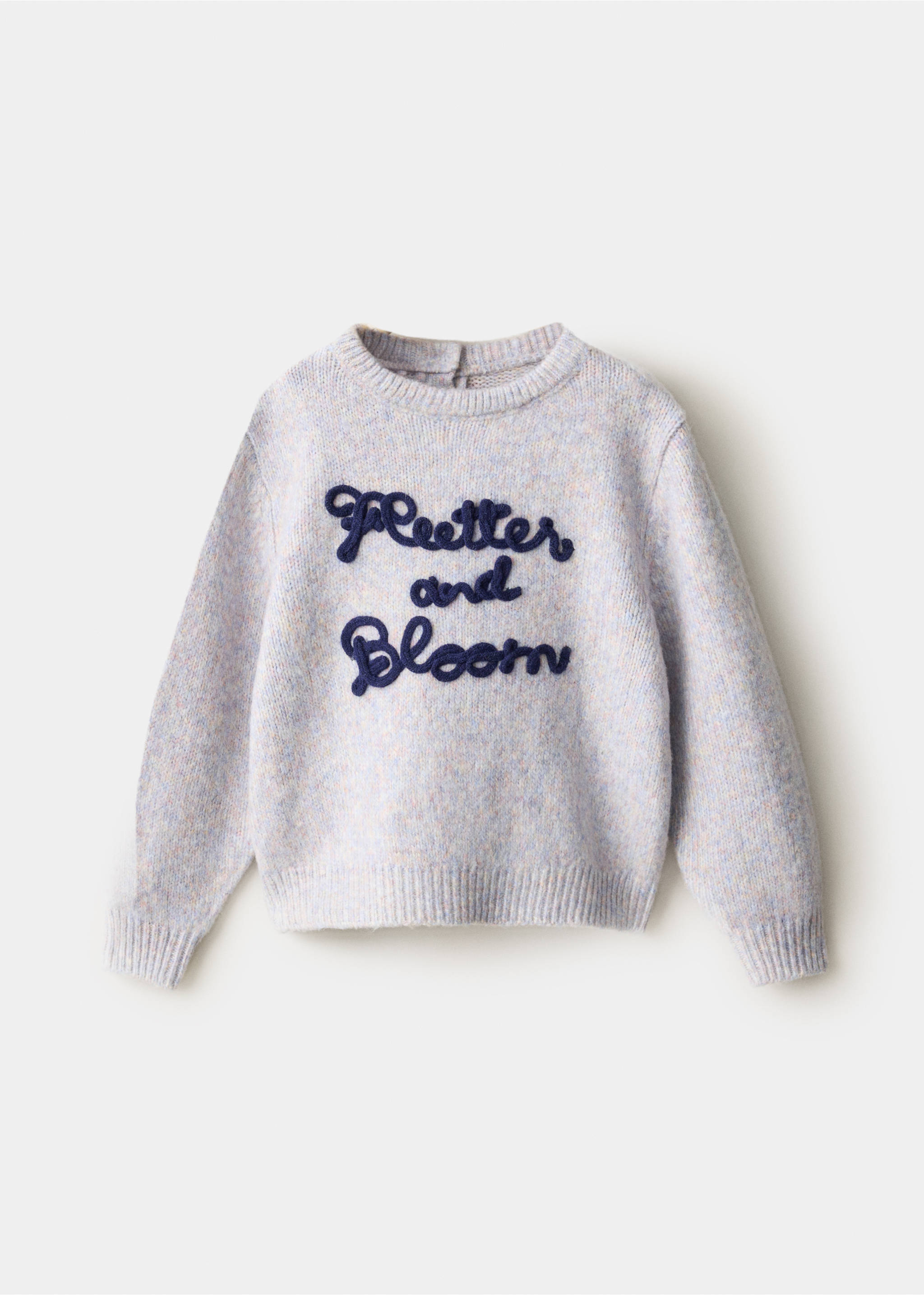 Kids' light purple melange knitted jersey with embroidered text., Lilac. Ref: 37008292-00.