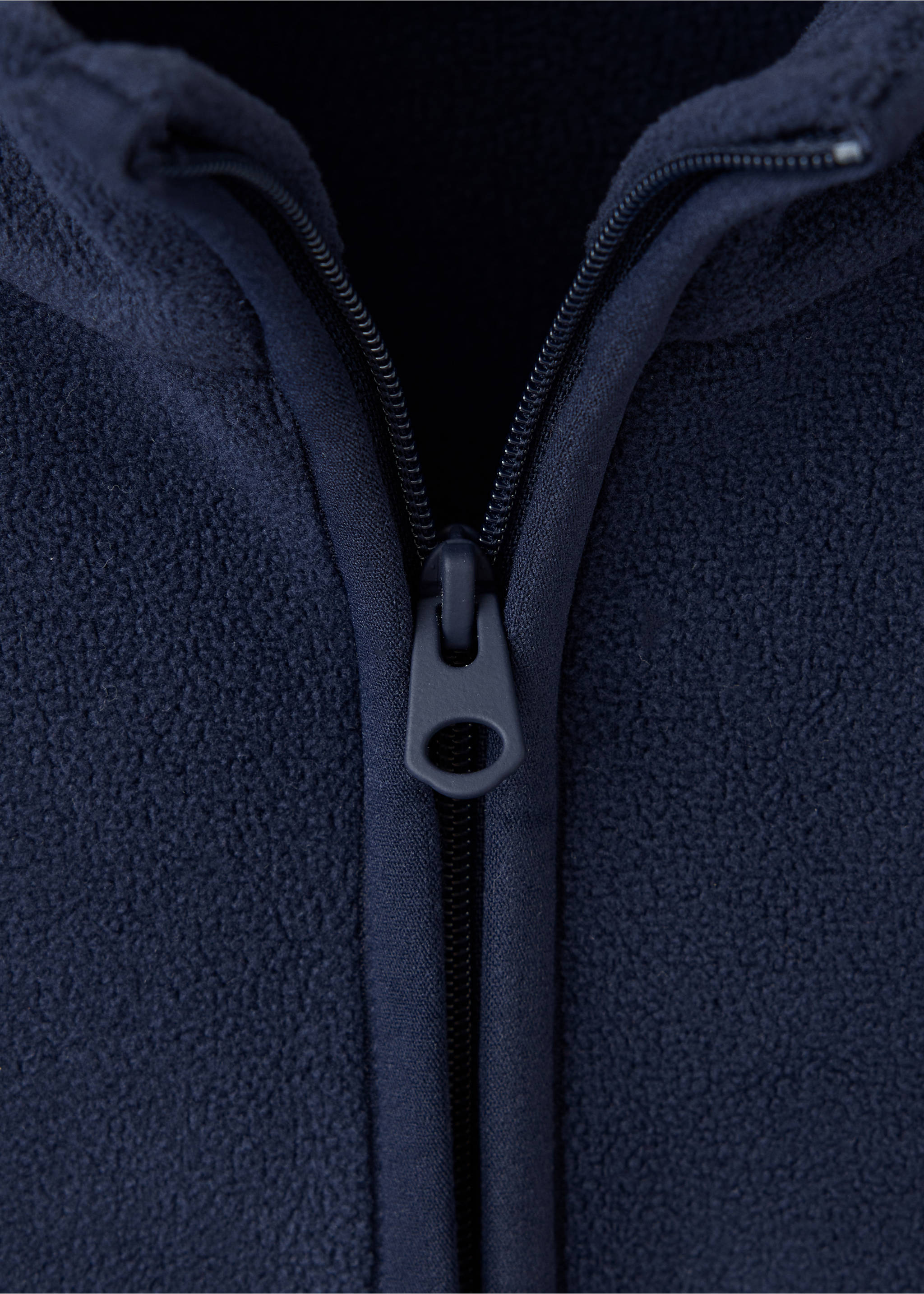 Navy fleece sweatshirt fabric and zip detail., Navy. Ref: 37008636-00.