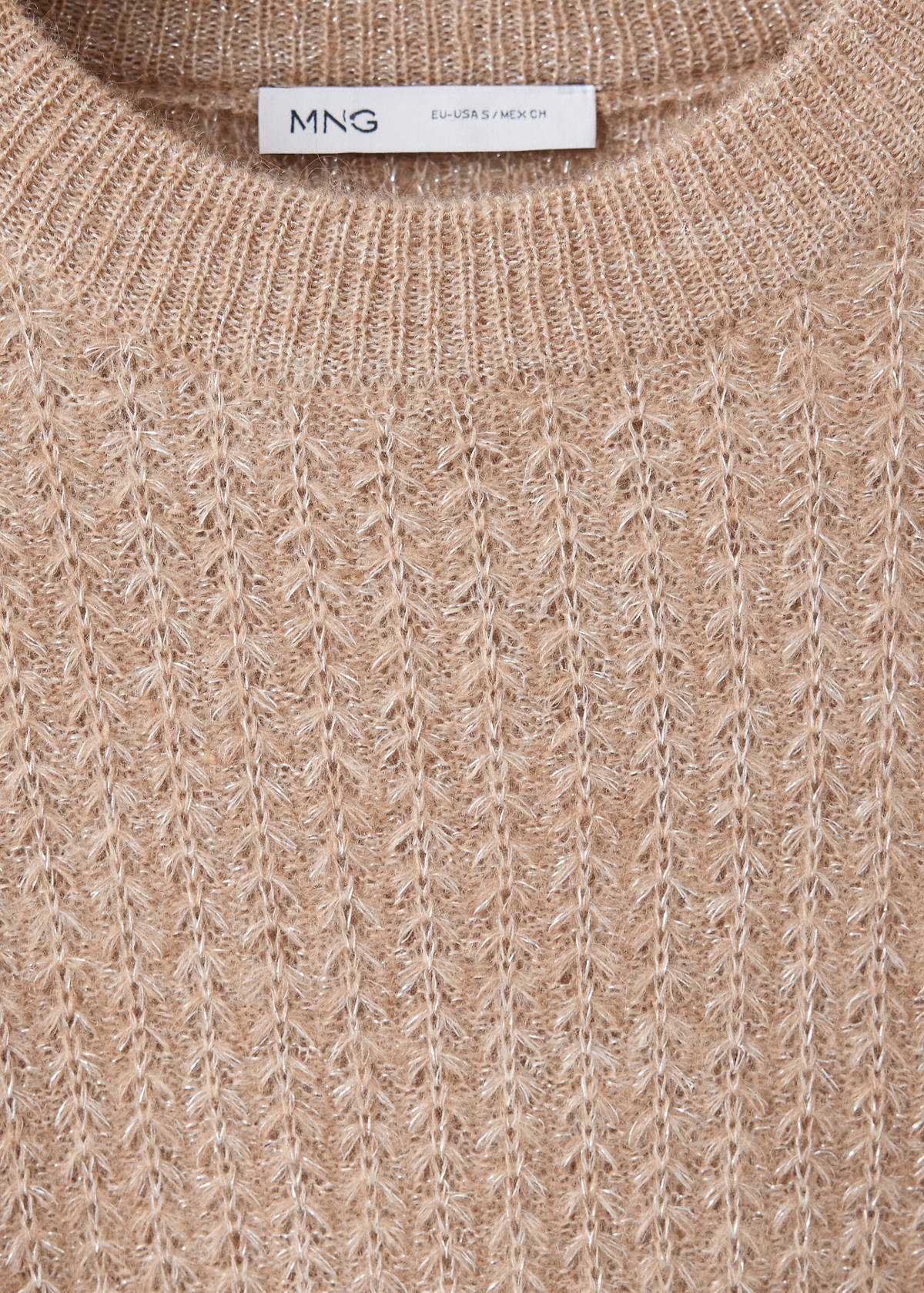 Openwork herringbone knit jumper — Medium Brown