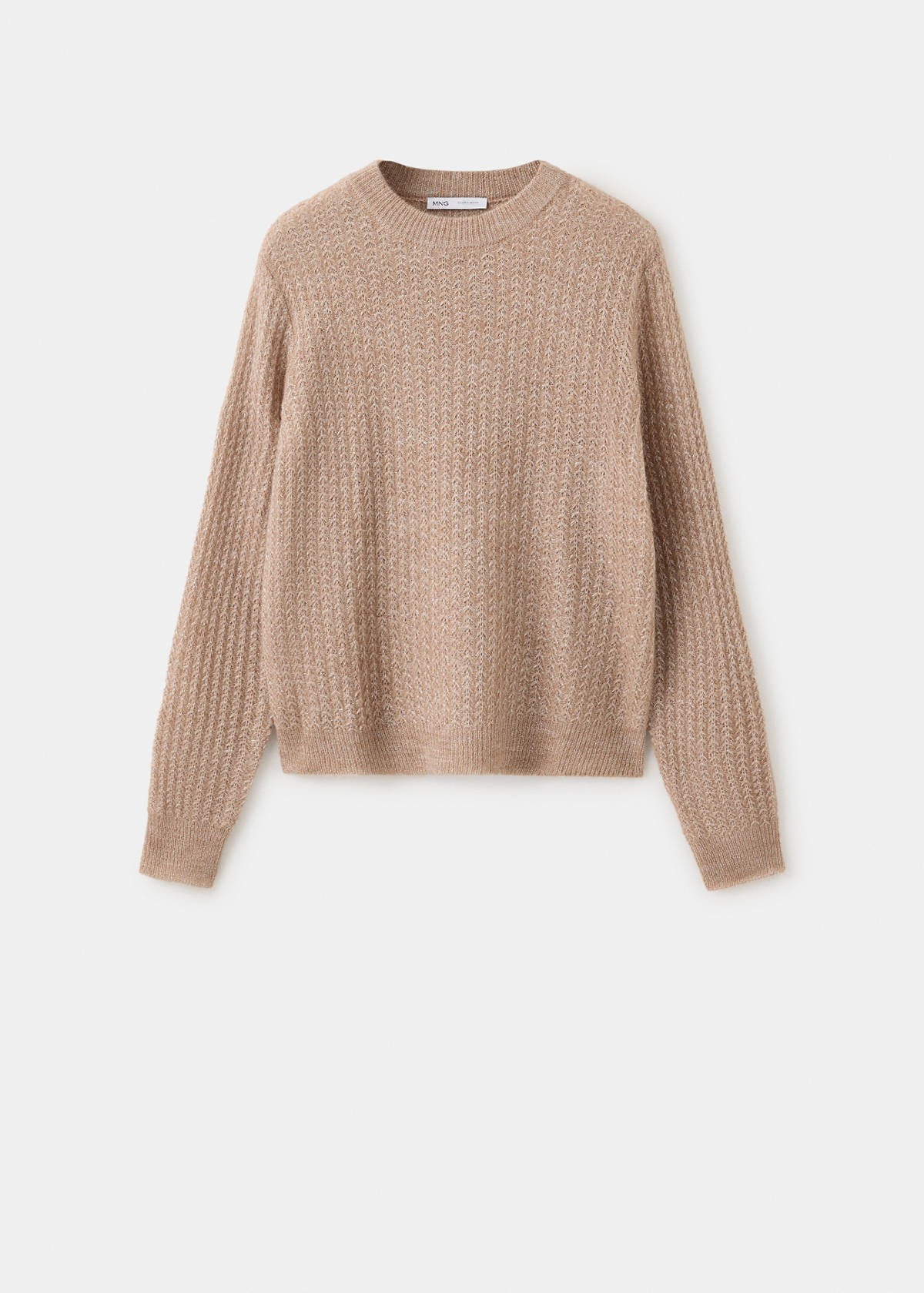 Openwork herringbone knit jumper — Medium Brown