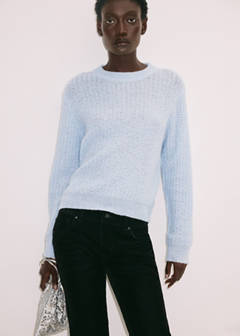 Openwork herringbone knit jumper — Sky Blue 1