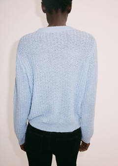 Openwork herringbone knit jumper — Sky Blue 3