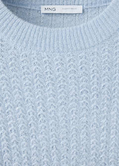 Openwork herringbone knit jumper — Sky Blue 6