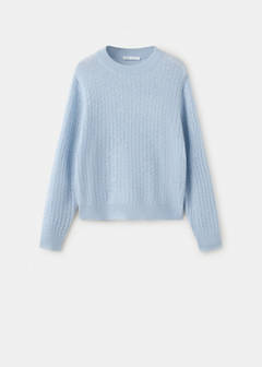 Openwork herringbone knit jumper — Sky Blue 5