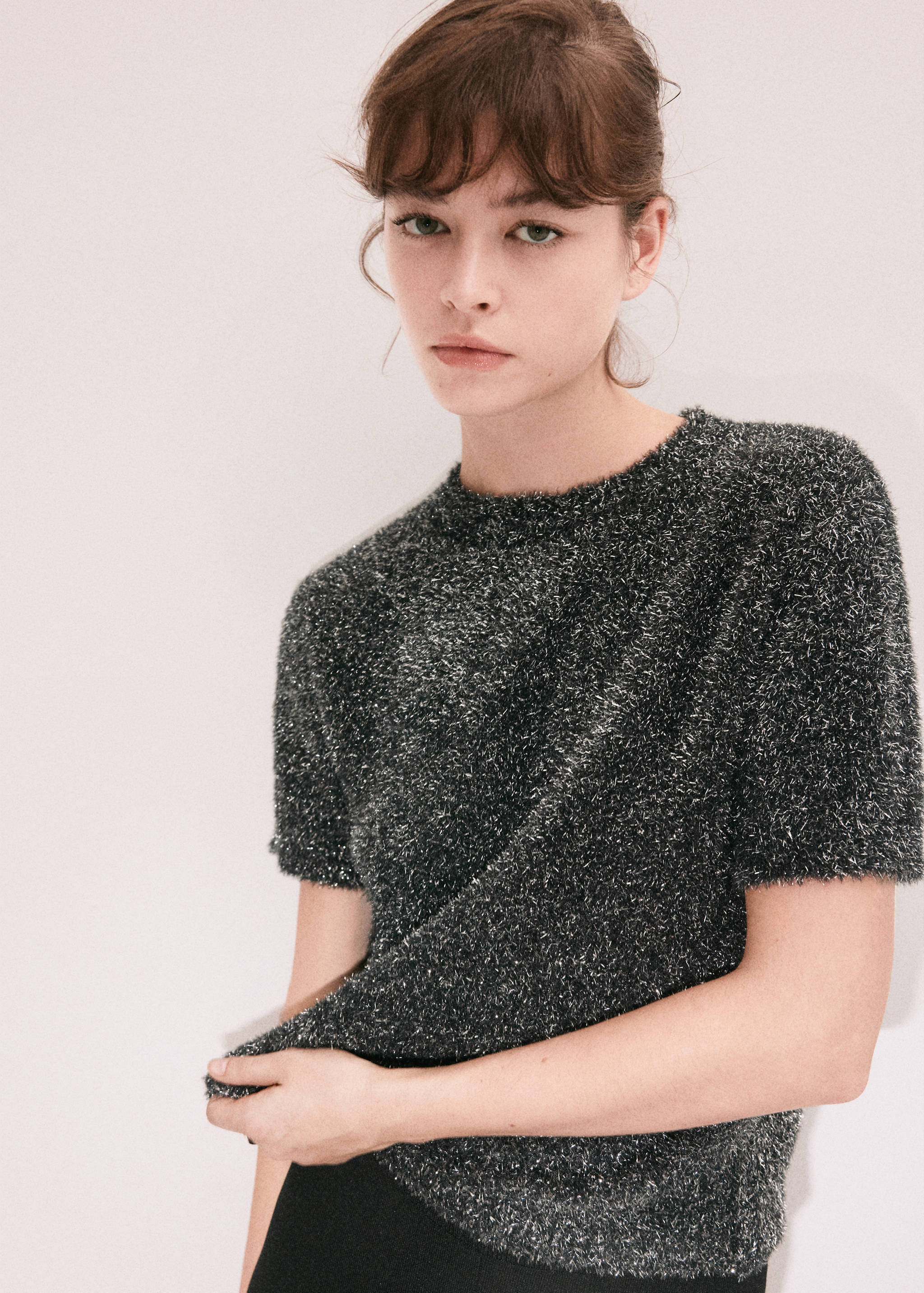 Short-sleeved lurex jumper - Details of the article 1