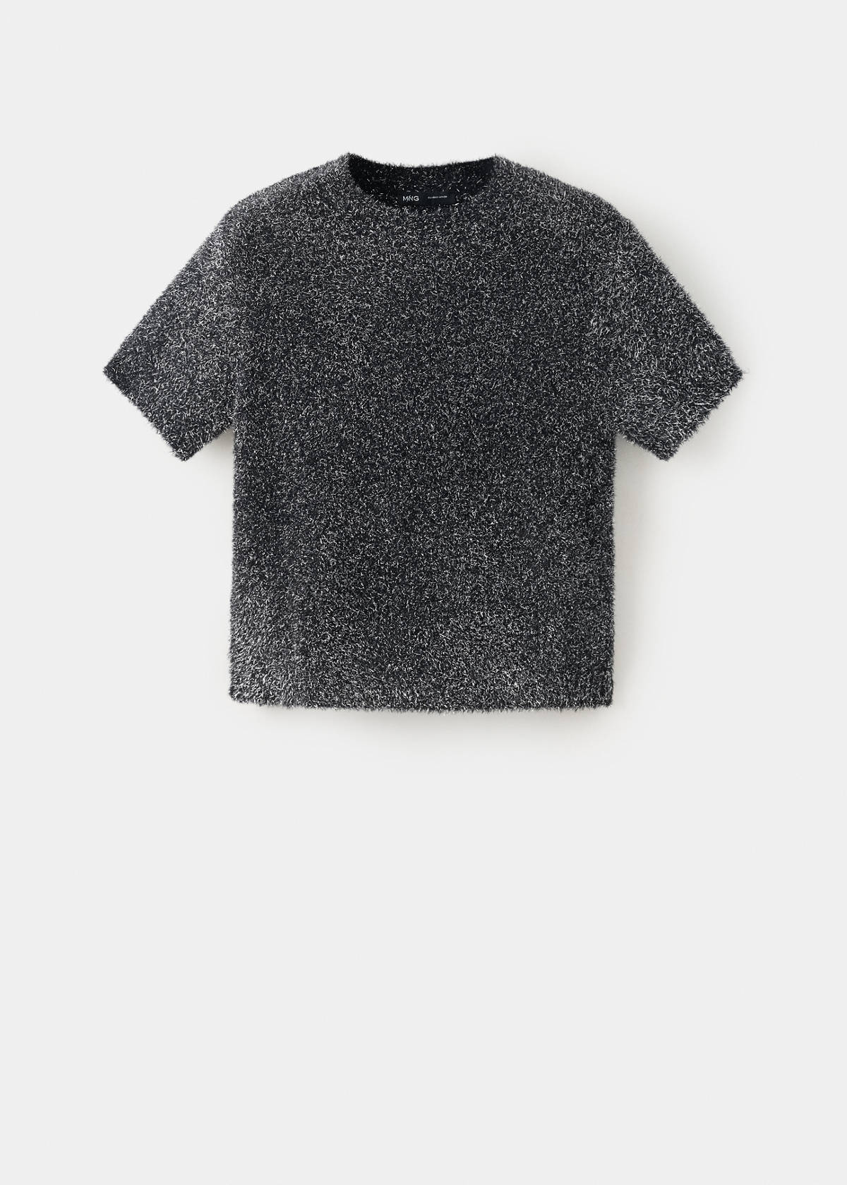 Short-sleeved lurex jumper — Black