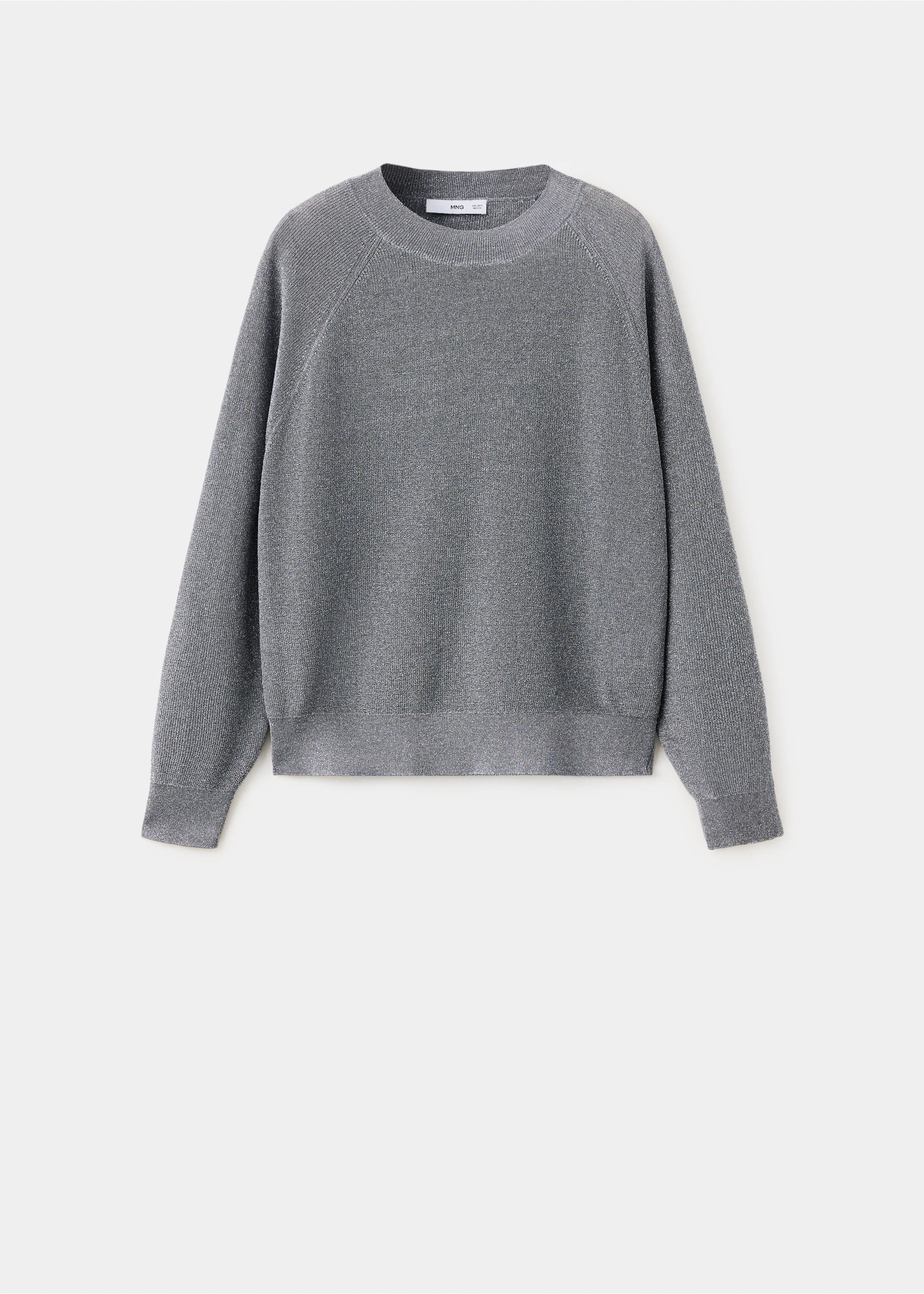 Grey knit jersey with a round neck and long raglan sleeves., Silver. Ref: 37009140-00.