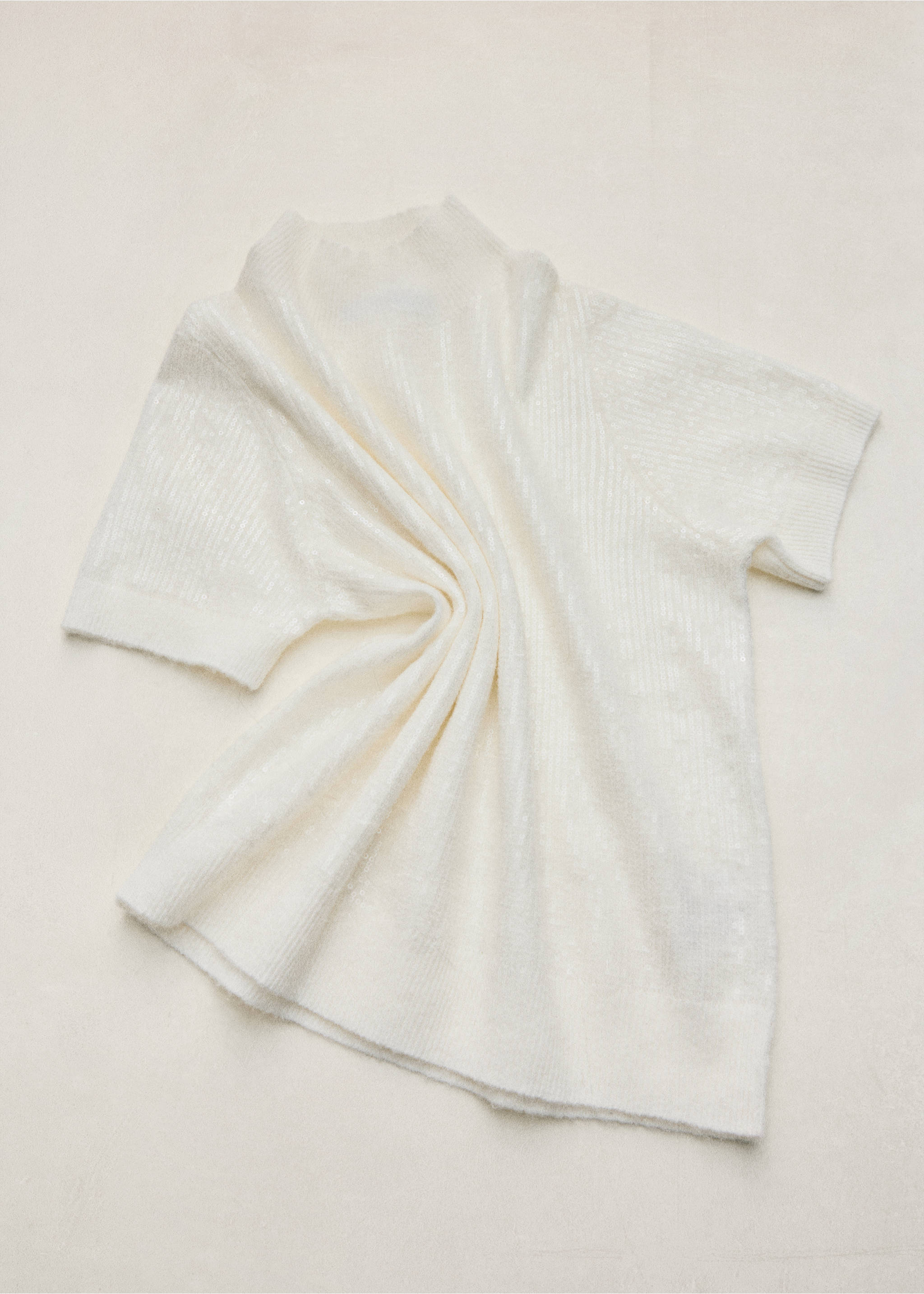 Kurzarmpullover mit Pailletten - Detail des Artikels 5, Ecru. Ref: 37009142-00.