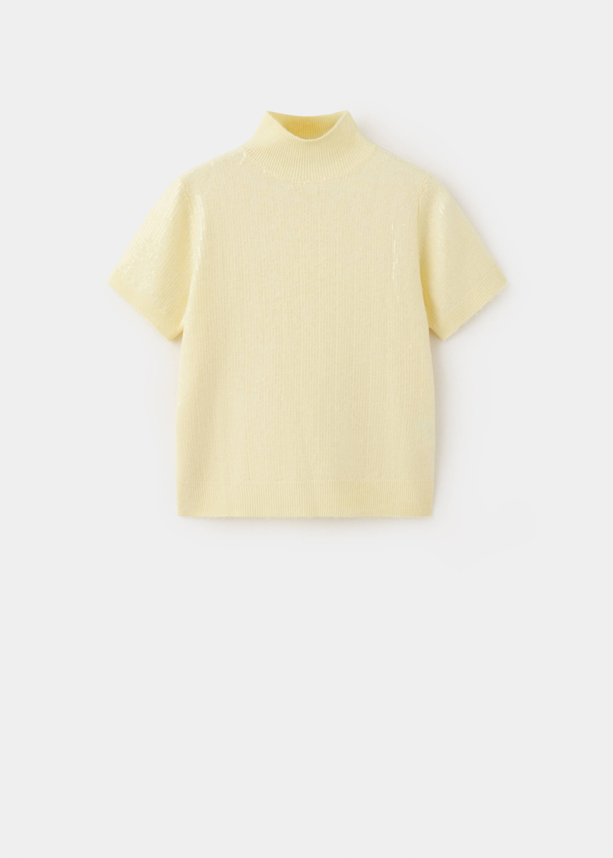 Jersey de manga corta de color amarillo con cuello alto de canalé.