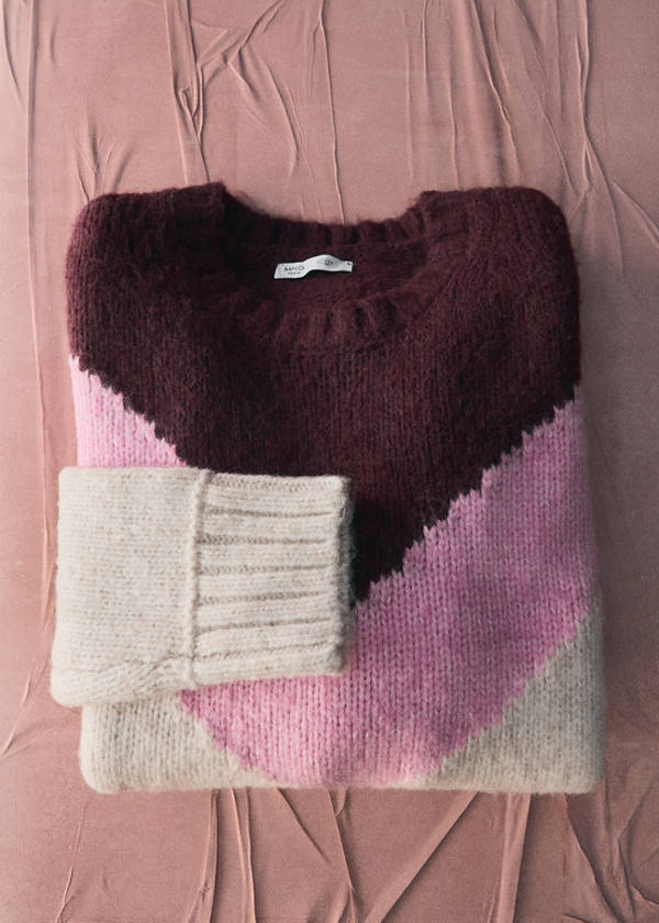 Straight tricolour jumper — Pink