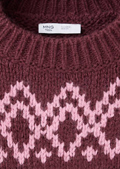 Crew neck sweater with trim — Burgundy 3