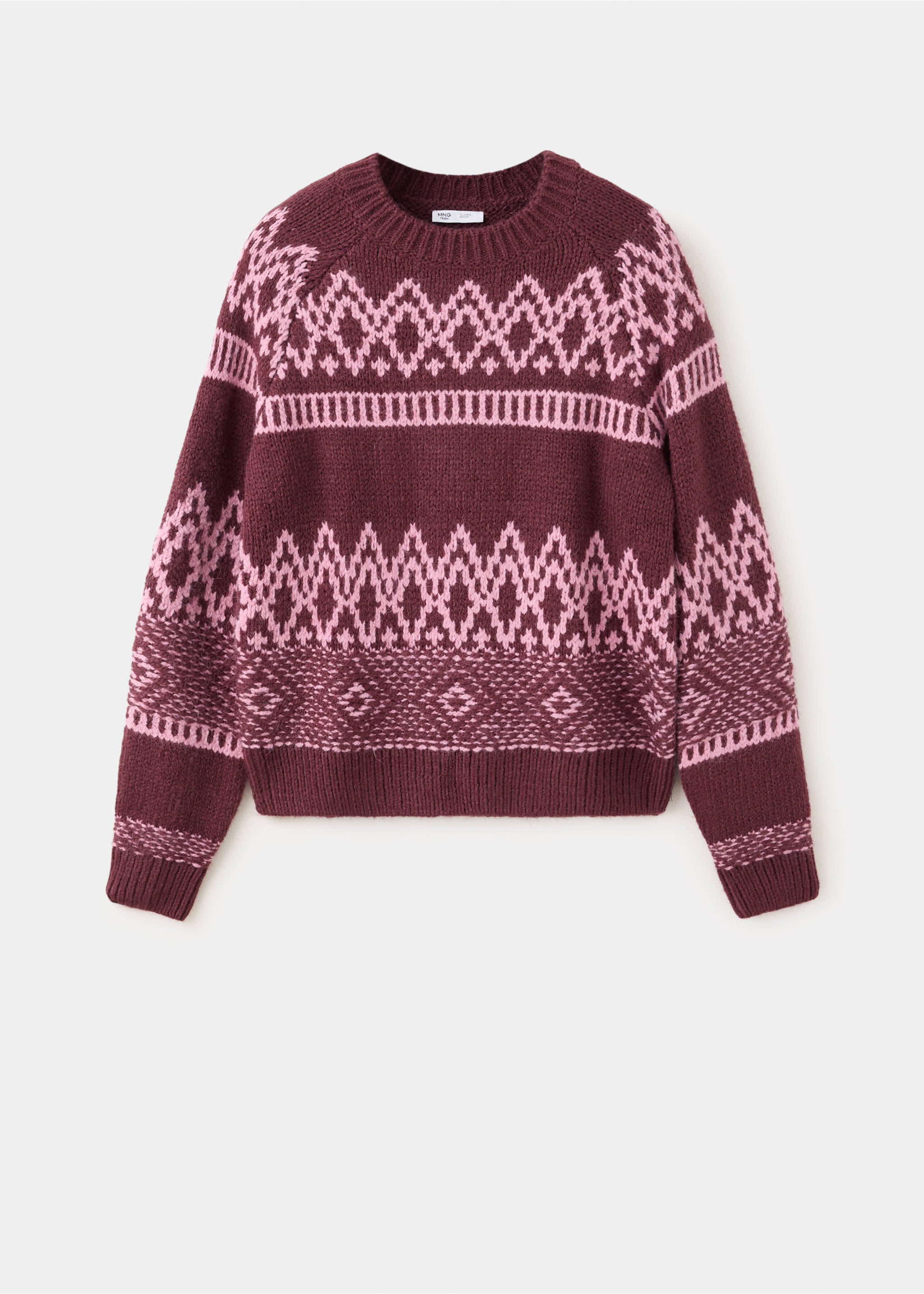 Pull-over motifs col rond - Article sans modèle, Bordeaux. Ref: 37009150-00.