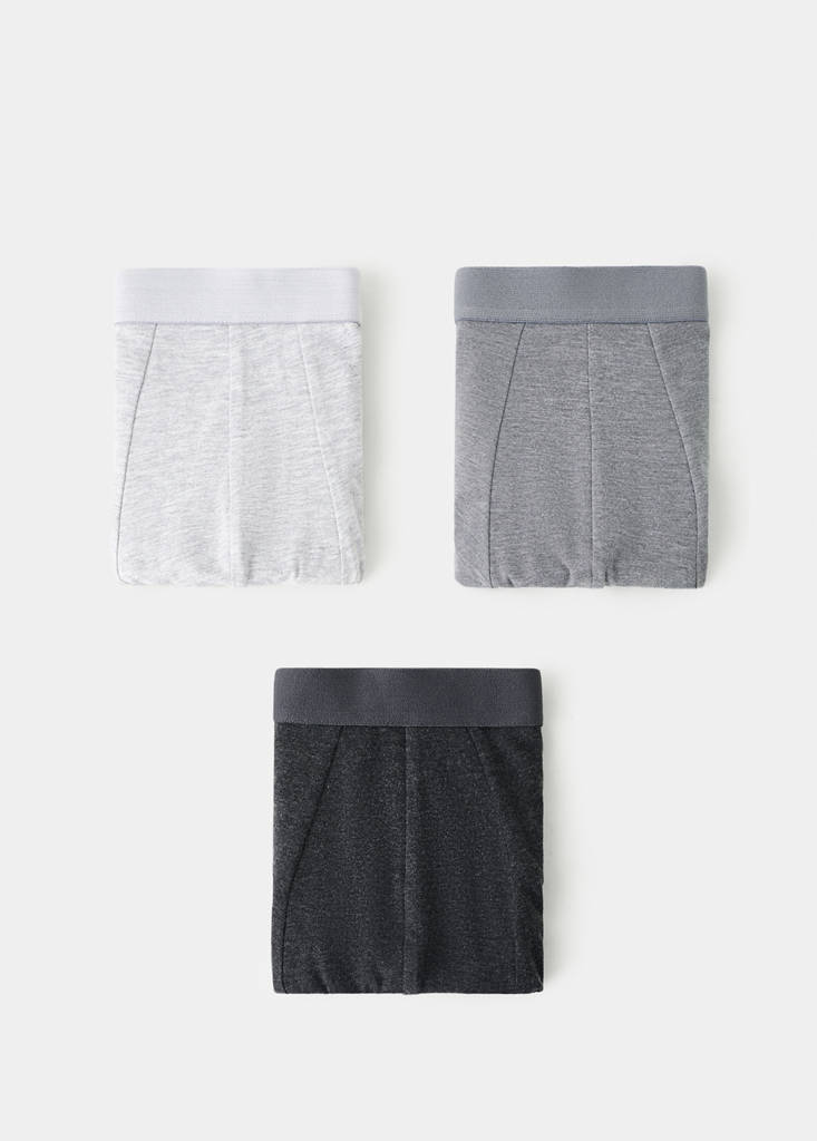 Pack of 3 cotton combination briefs — Grey