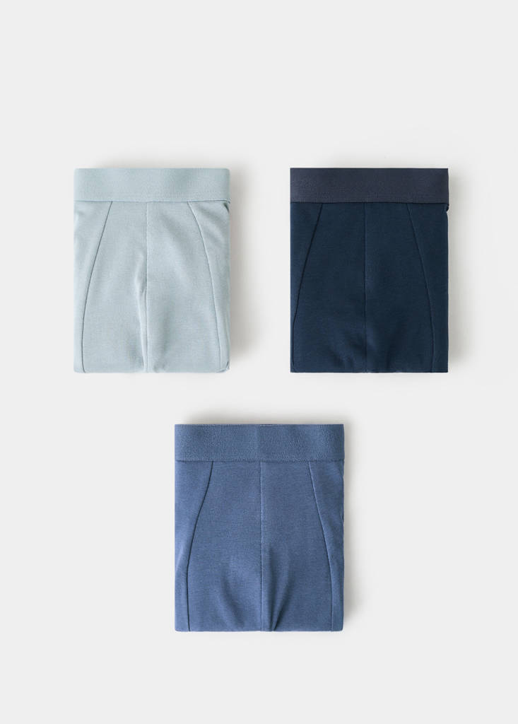 Pack of 3 cotton combination briefs — Blue