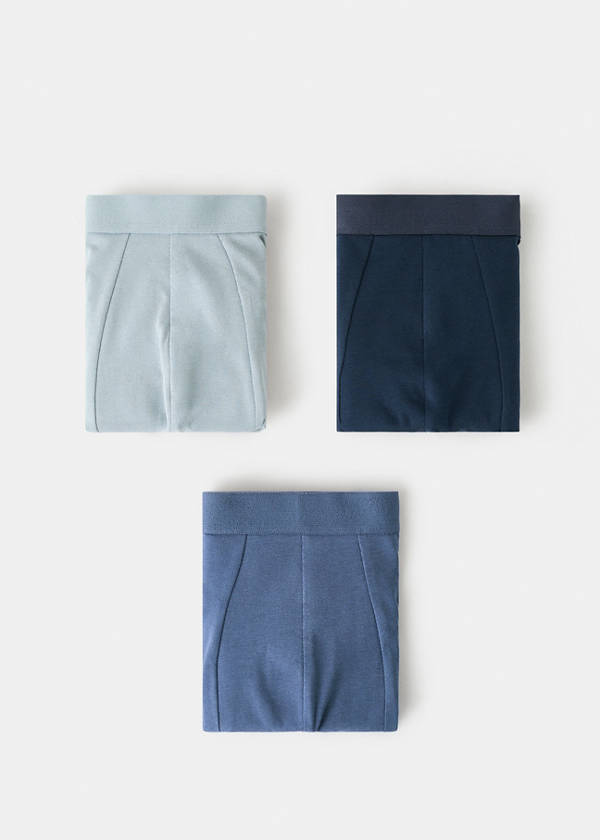 Pack of 3 cotton combination briefs — Blue