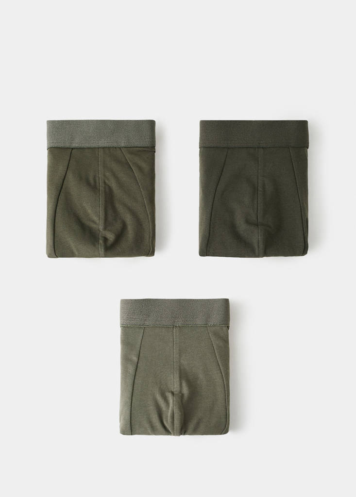 Zestaw 3 par bawełnianych bokserek khaki - Mężczyzna - L - MANGO MAN