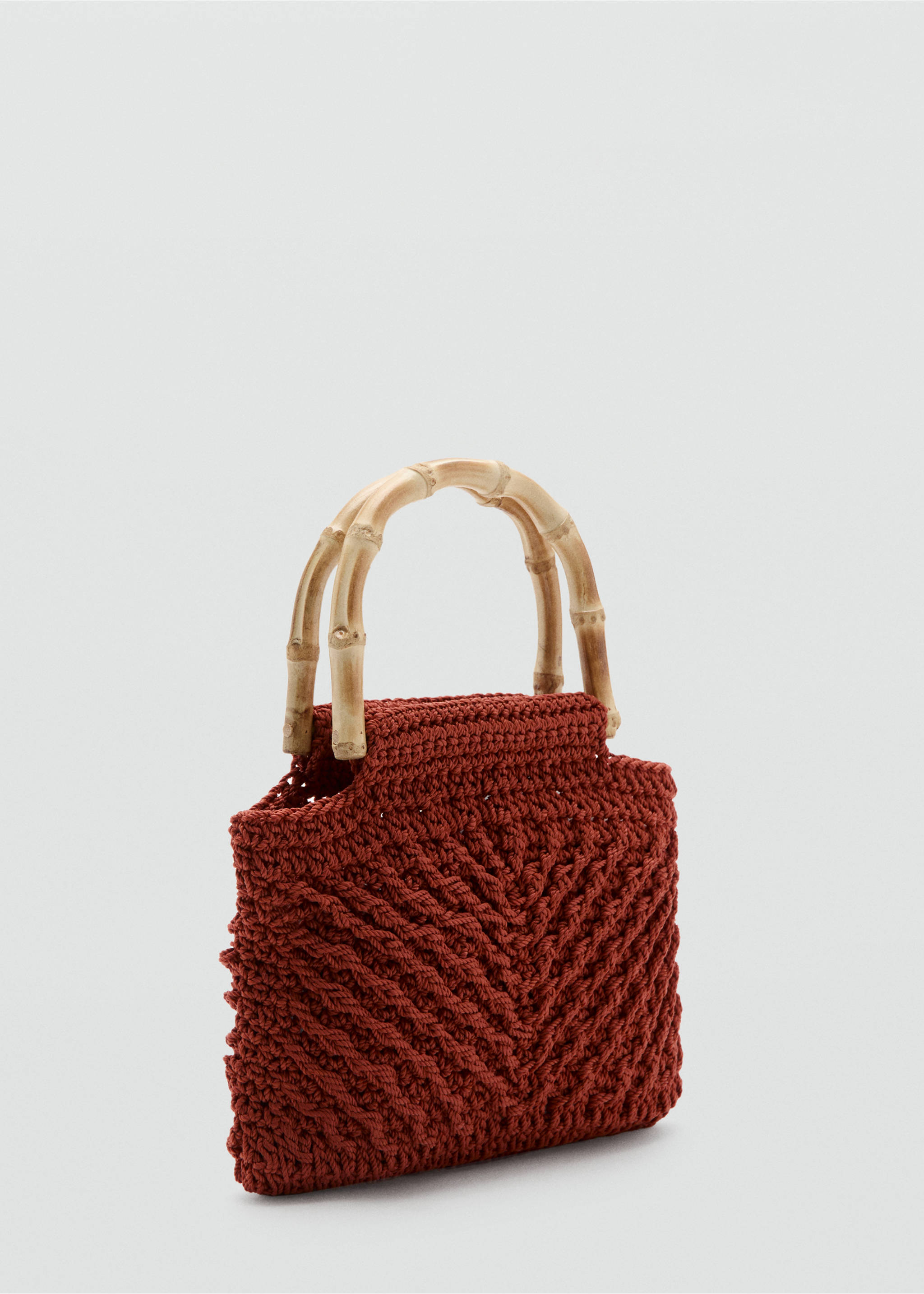 Bamboo-handled handbag - Middenvlak, Oranjebruin. Ref: 37011331-00.
