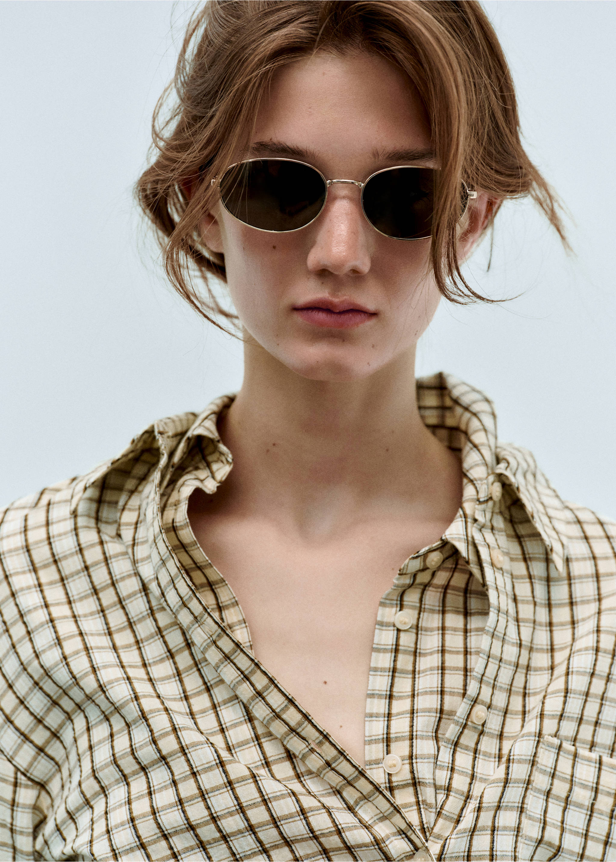 Metallic frame sunglasses - Загальний план, Золотий. Ref: 37011332-00.
