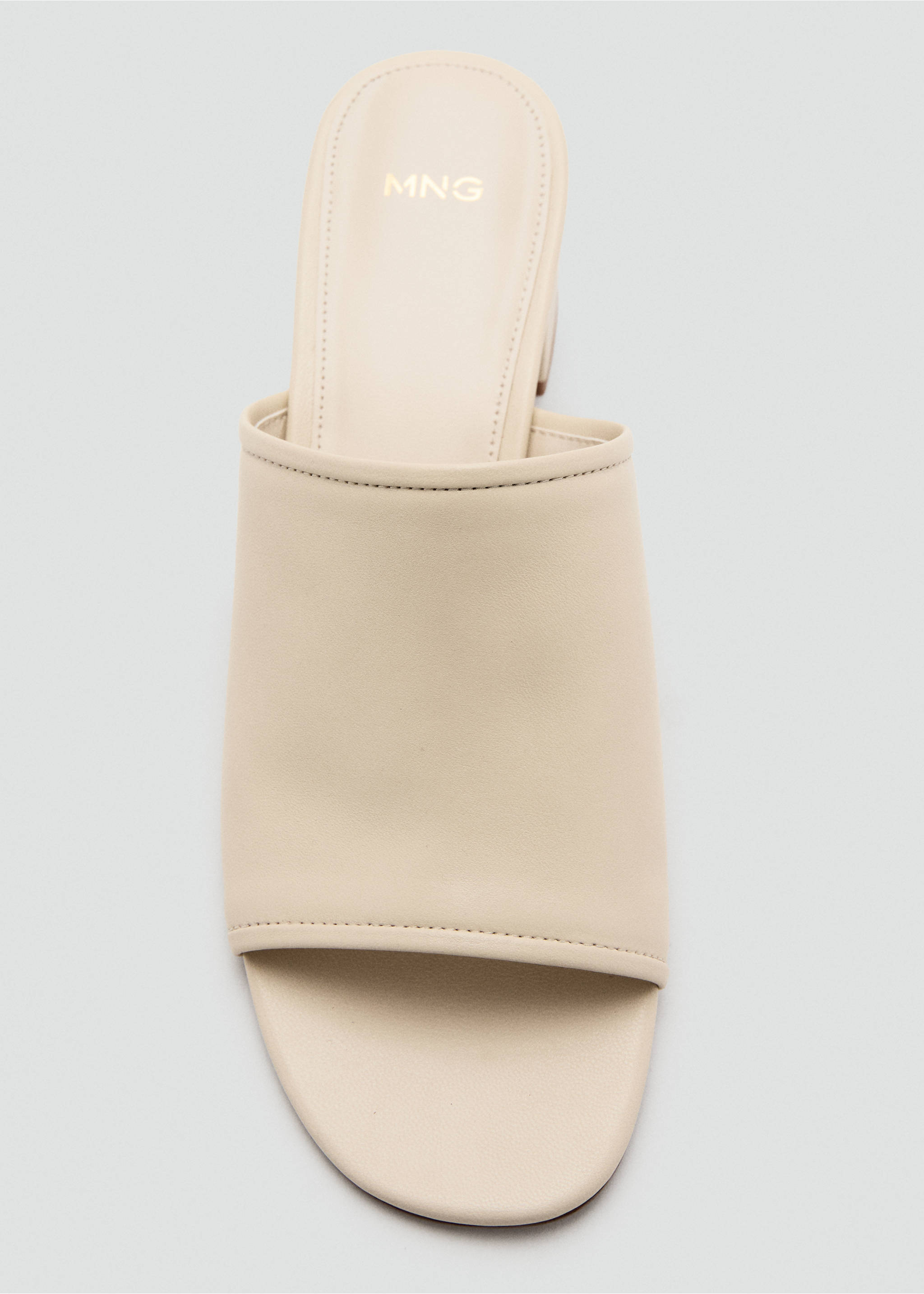 Leather block-heel sandals - Details of the article 3, Ecru. Ref: 37011335-00.