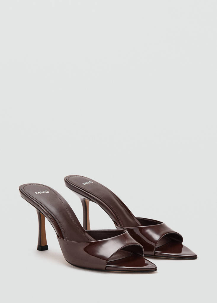 Patent leather high-heeled sandals — Chocolate