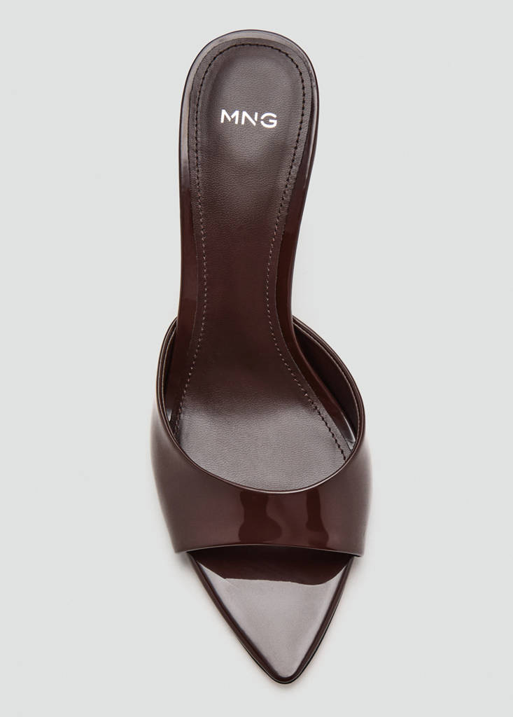 Patent leather high-heeled sandals — Chocolate