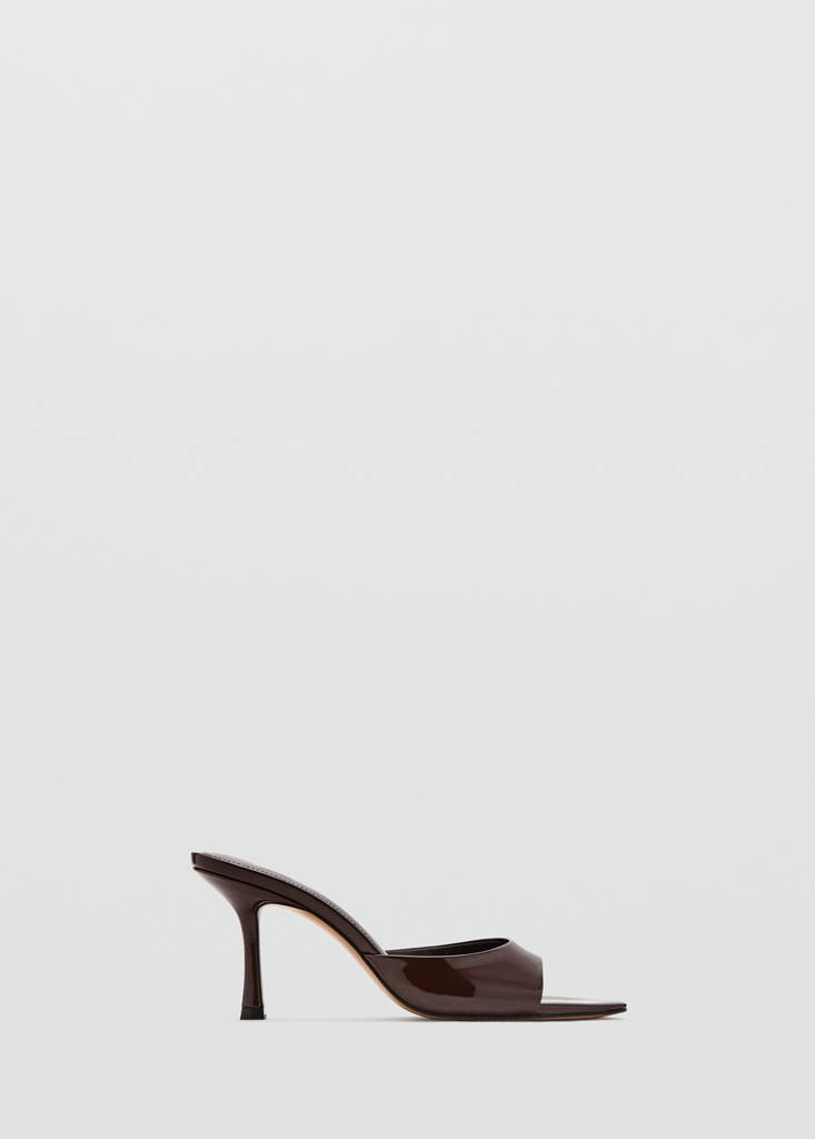 Patent leather high-heeled sandals — Chocolate