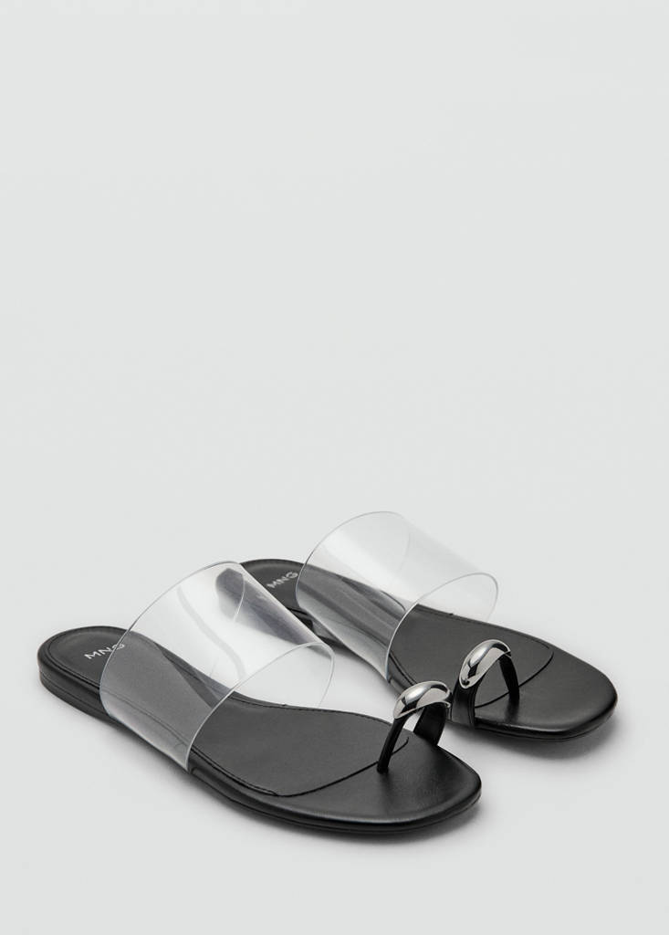Vinyl strap sandal — Black