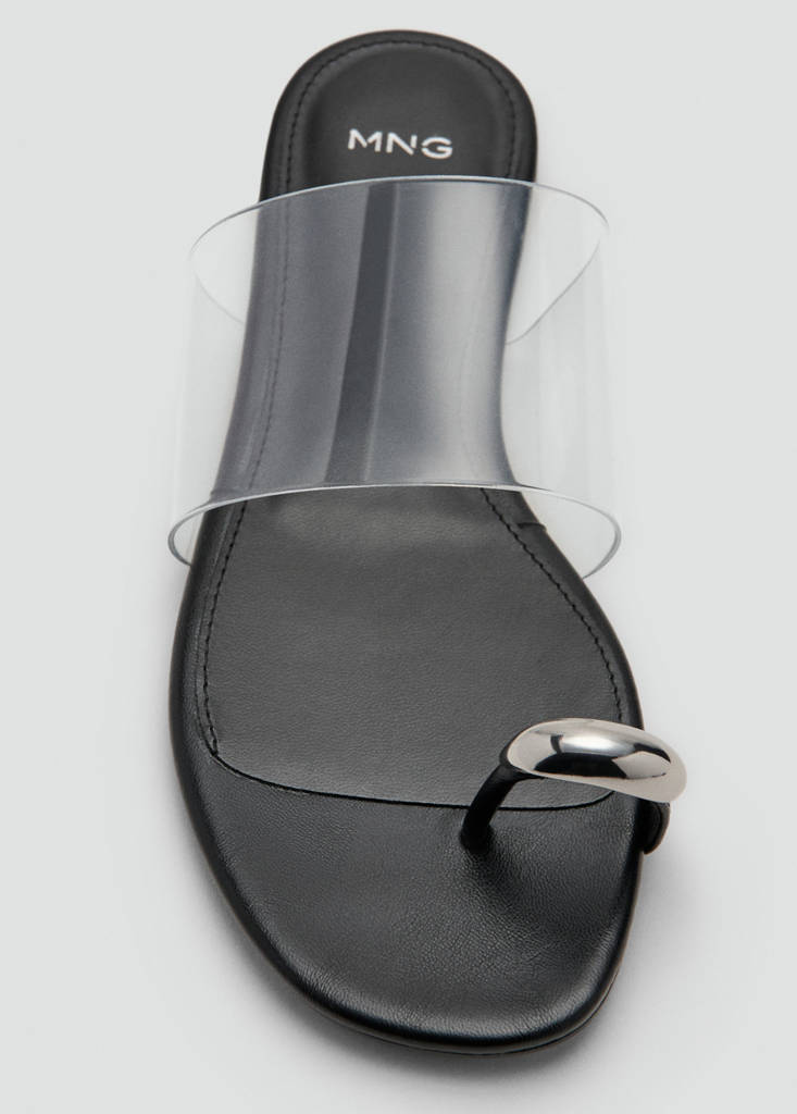 Vinyl strap sandal — Black