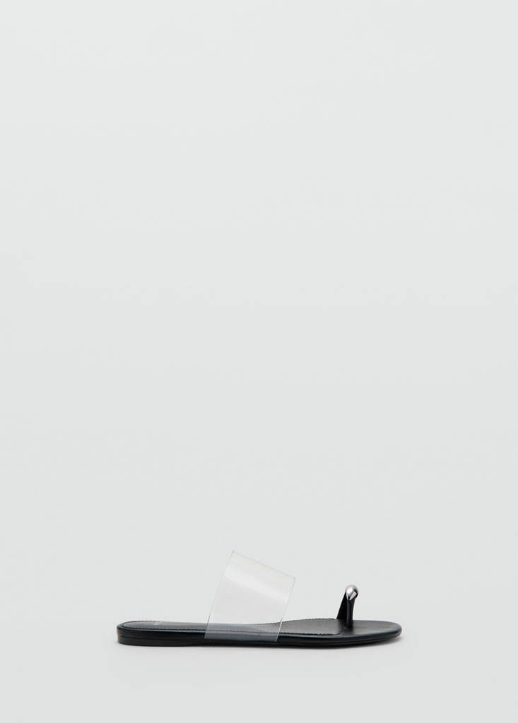 Vinyl strap sandal — Black