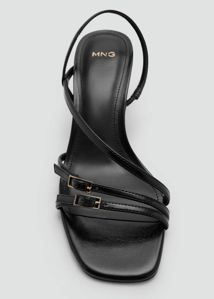 Kitten heel sandals with straps — Black