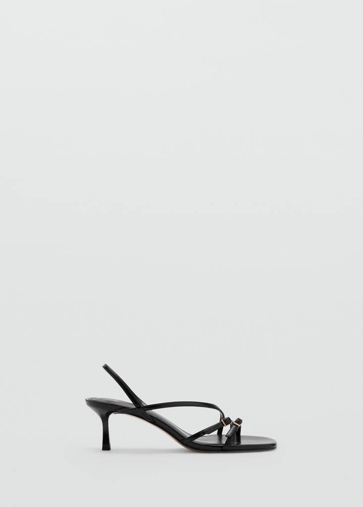 Kitten heel sandals with straps — Black