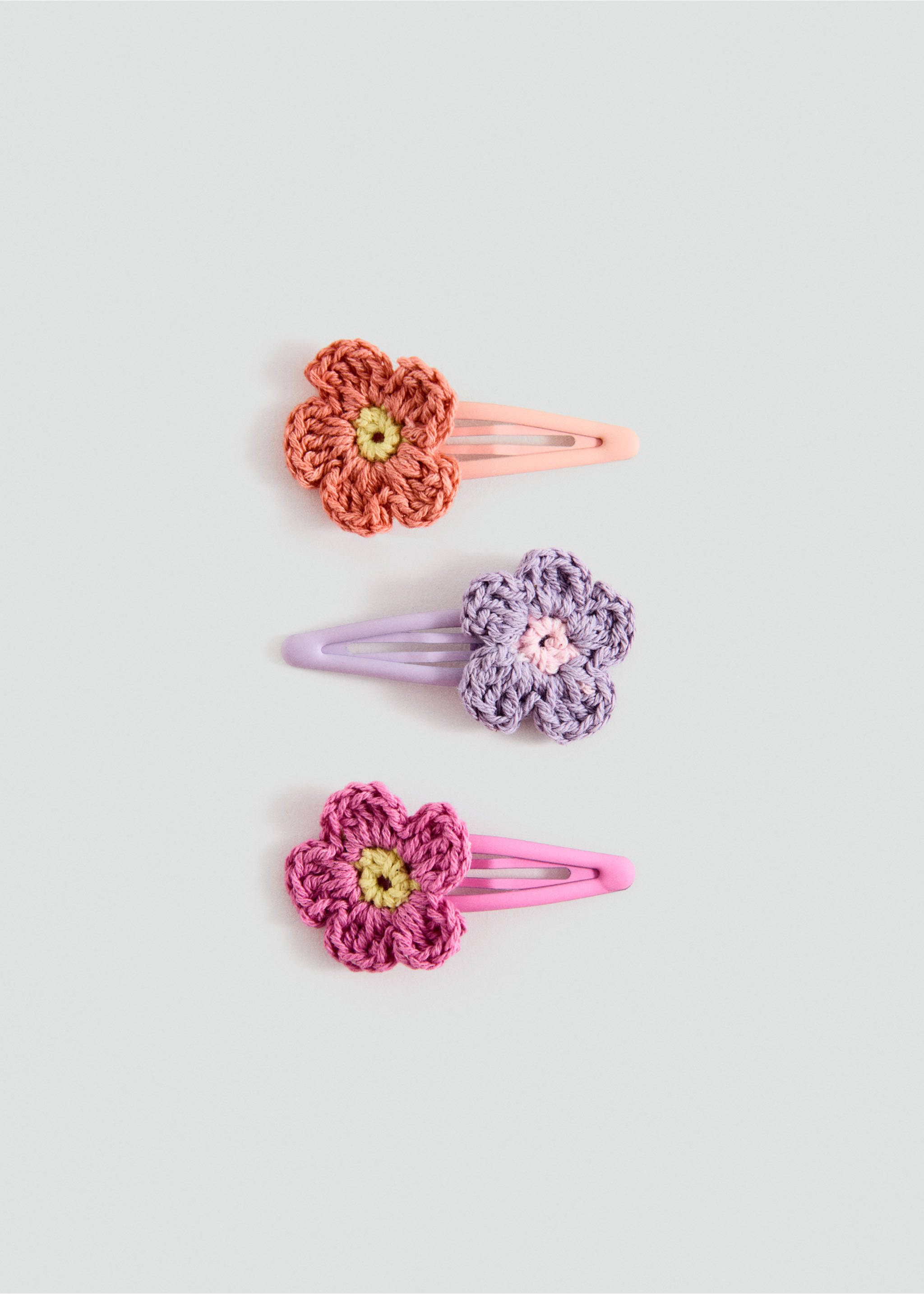 Pack of crochet flower clips - Article without model, Pink. Ref: 37011343-00.