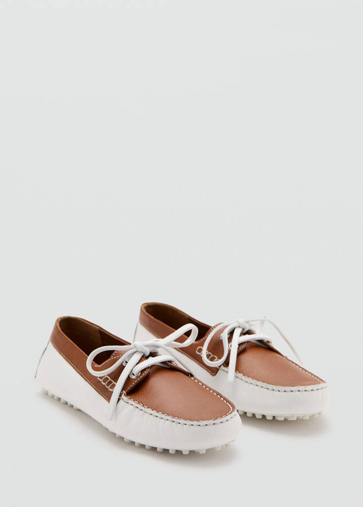 Multicolour leather boat shoes — White