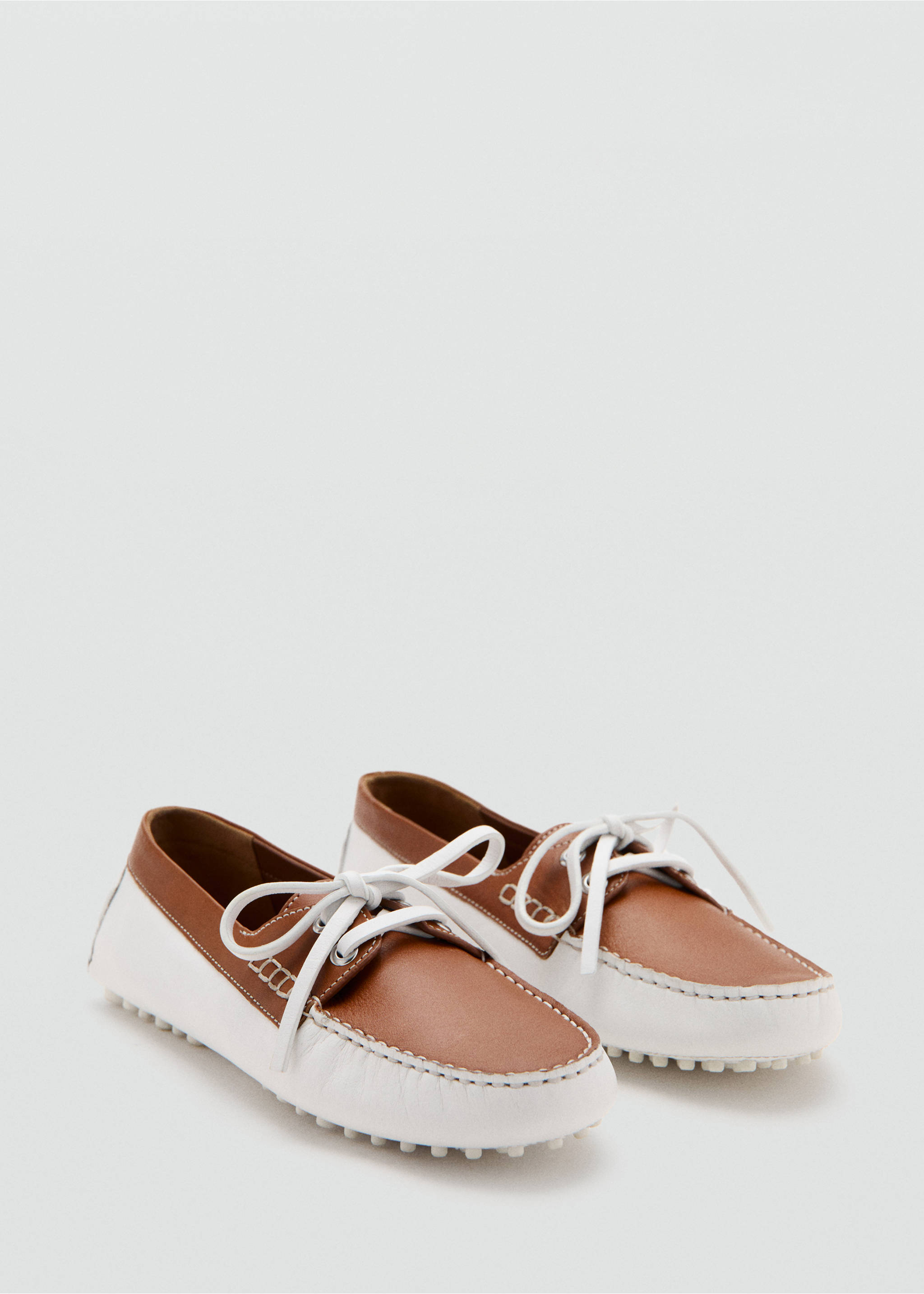 Multicolour leather boat shoes - Medium plane, White. Ref: 37011349-00.