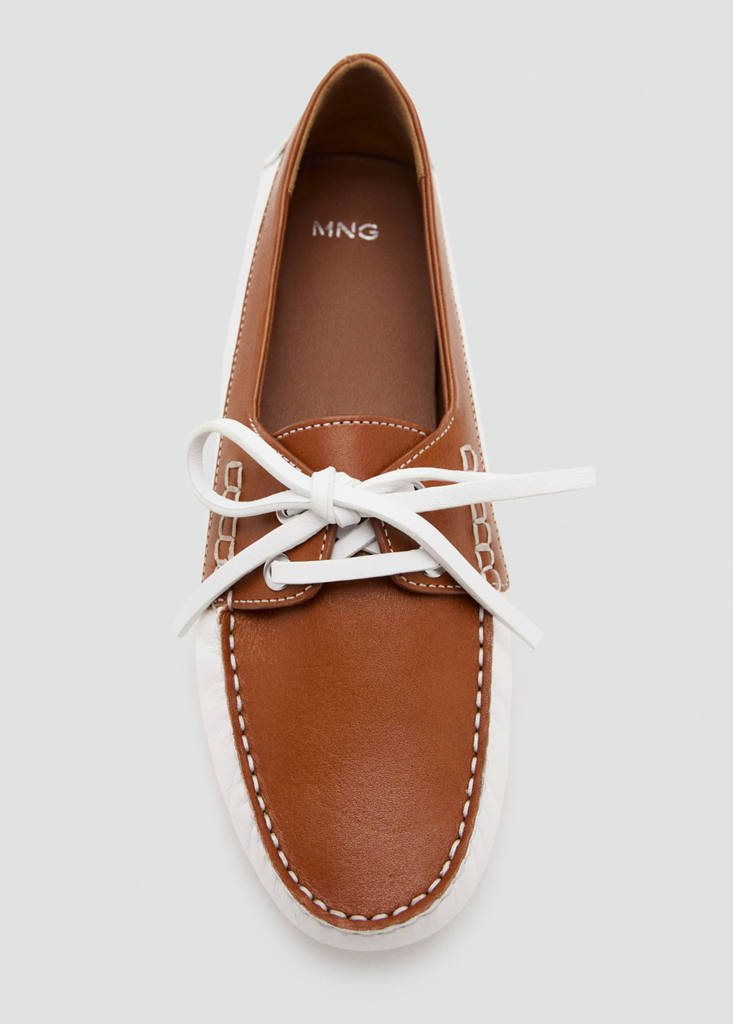 Multicolour leather boat shoes — White