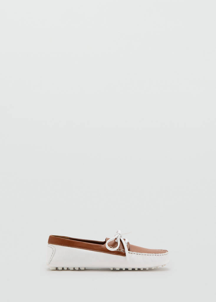 Multicolour leather boat shoes — White