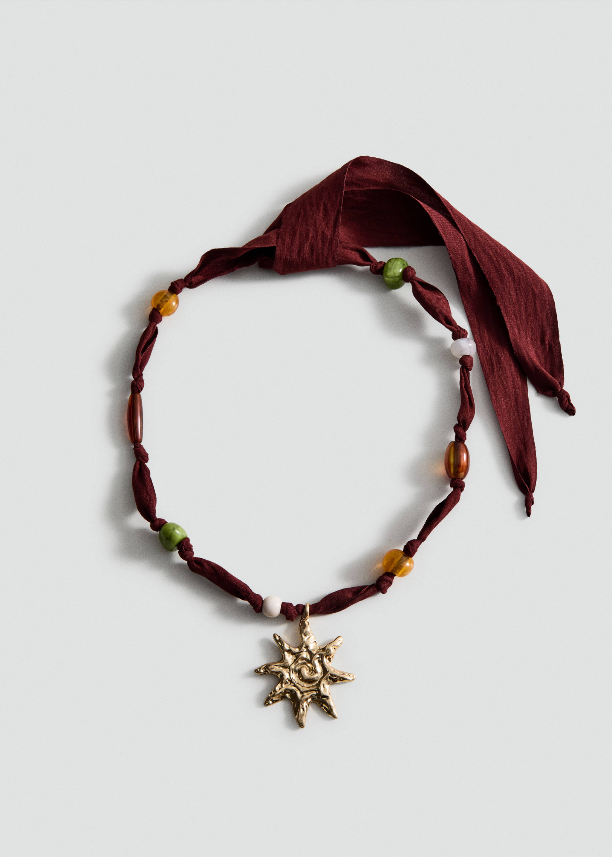 Bead necklace with sun detail - Article without model, Gold. Ref: 37011350-00.