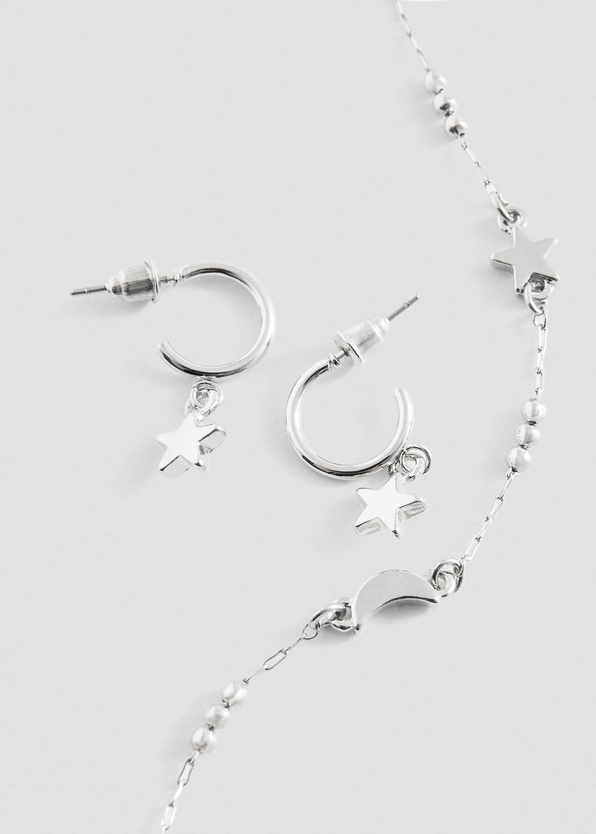 Star choker and earrings set — Silver