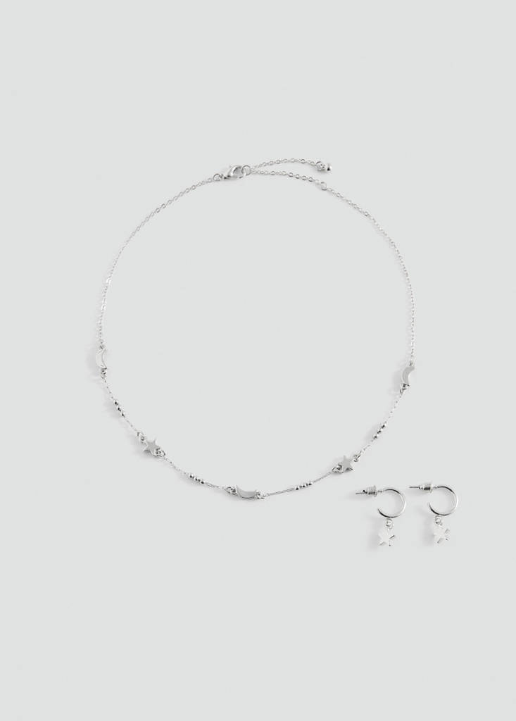 Star choker and earrings set — Silver