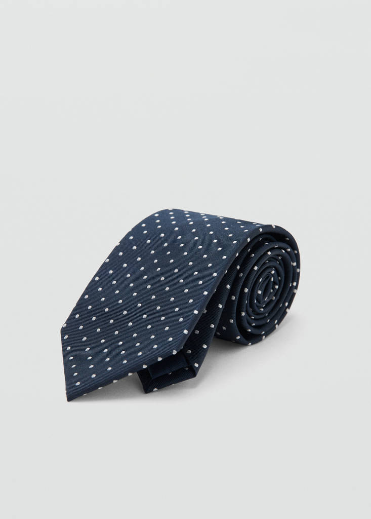 Polka-dot silk tie — Navy
