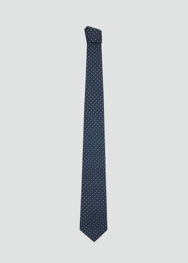 Polka-dot silk tie — Navy
