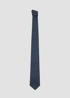 Polka-dot silk tie — Navy 1