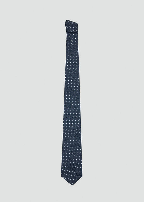 Polka-dot silk tie — Navy