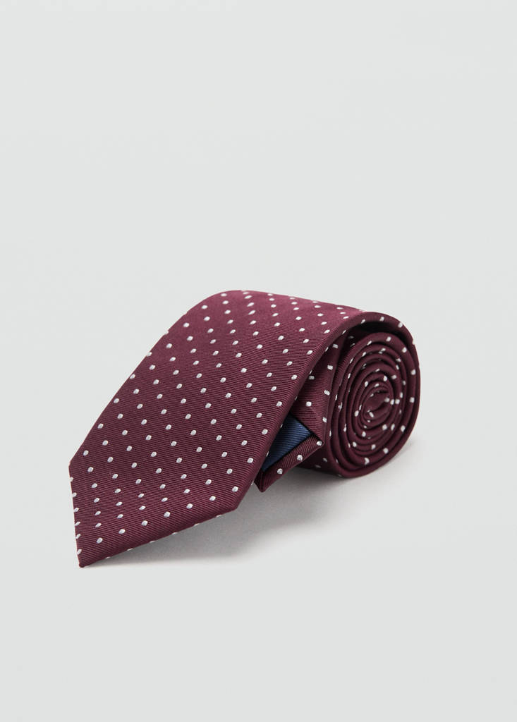 Polka-dot silk tie — Burgundy