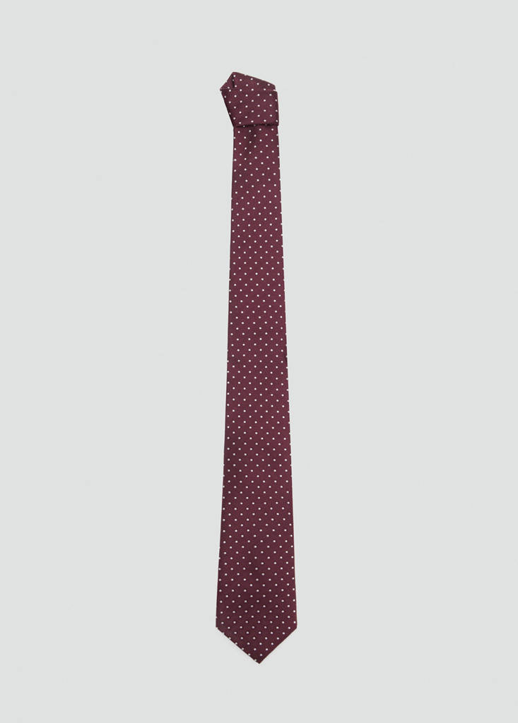 Polka-dot silk tie — Burgundy