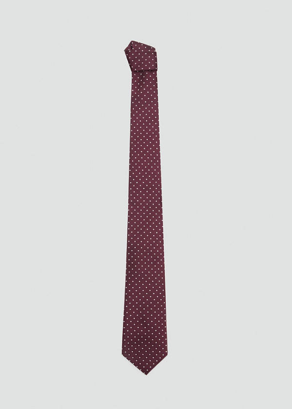 Polka-dot silk tie — Burgundy