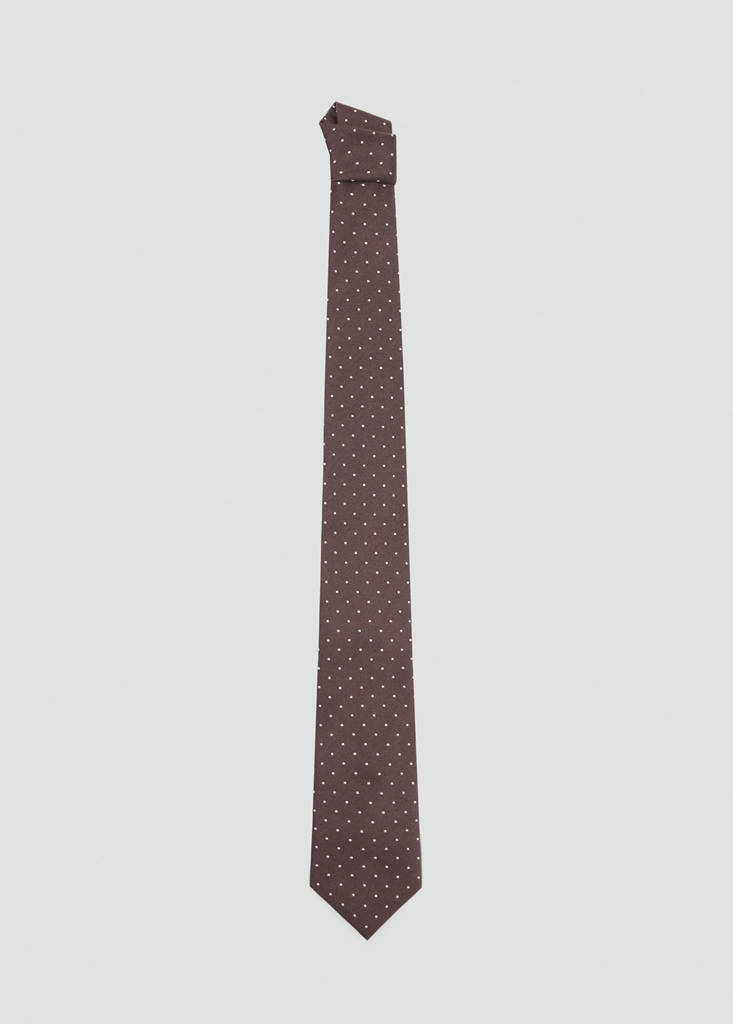 Silk cotton polka dot tie — Chocolate